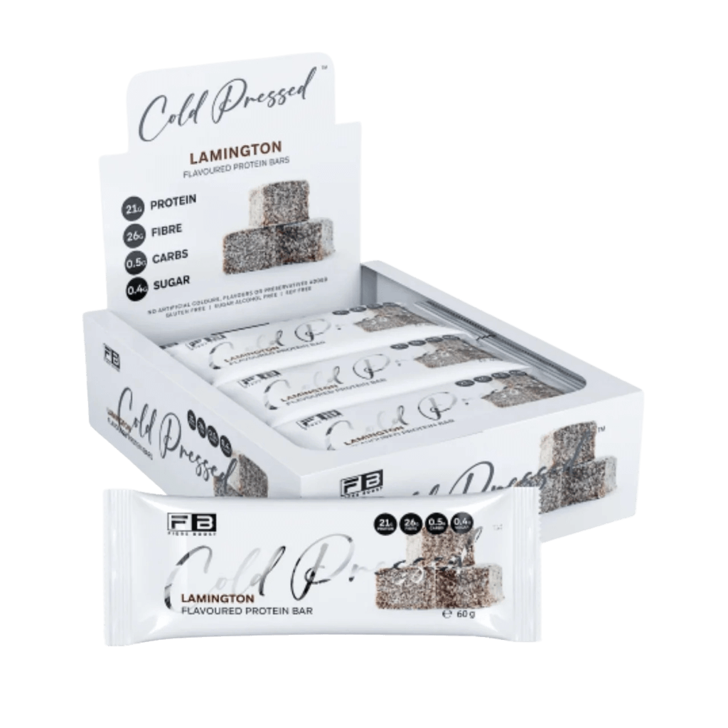 Cold Pressed Protein Bar (28) & FIBREBOOST-Cold-Press-Bar-Box12-LAM